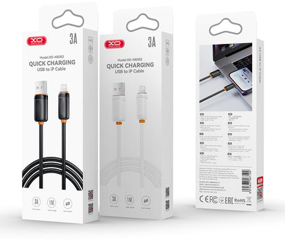 Podatkovni in polnilni kabel USB-A - USB-C XO Design NB302, 18W, 1m, Črn