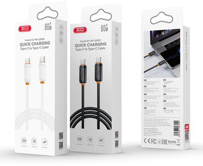Podatkovni in polnilni kabel USB-C - USB-C XO Design NB-Q302B, 60W, 1m, bel