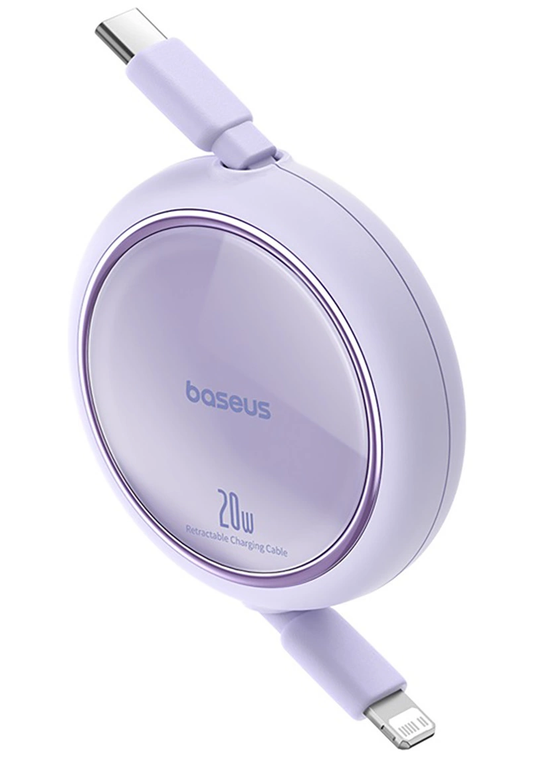 Podatkovni in polnilni kabel USB-C - Lightning Baseus Free2Pull Mini Retractable, 20W, 1m, vijoličen P10364501511-00