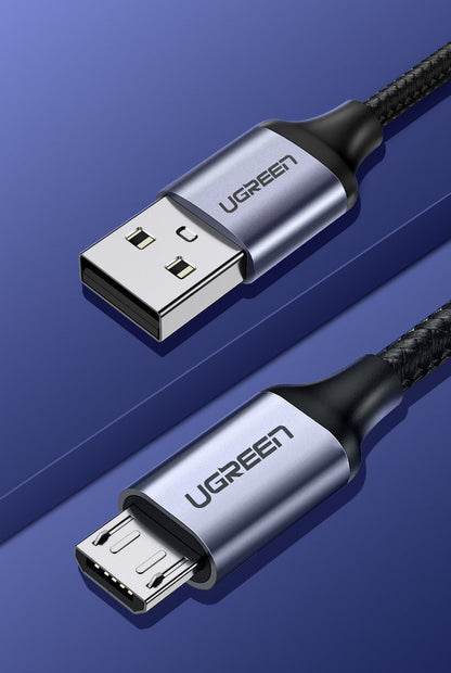 Podatkovni in polnilni kabel USB-A - microUSB UGREEN US290, 18W, 2m, Črn