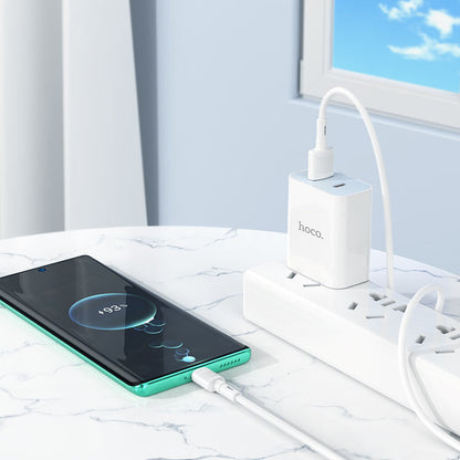 USB-A to USB-C Data and Charging Cable HOCO X83 Victory, 20W, 1m, White