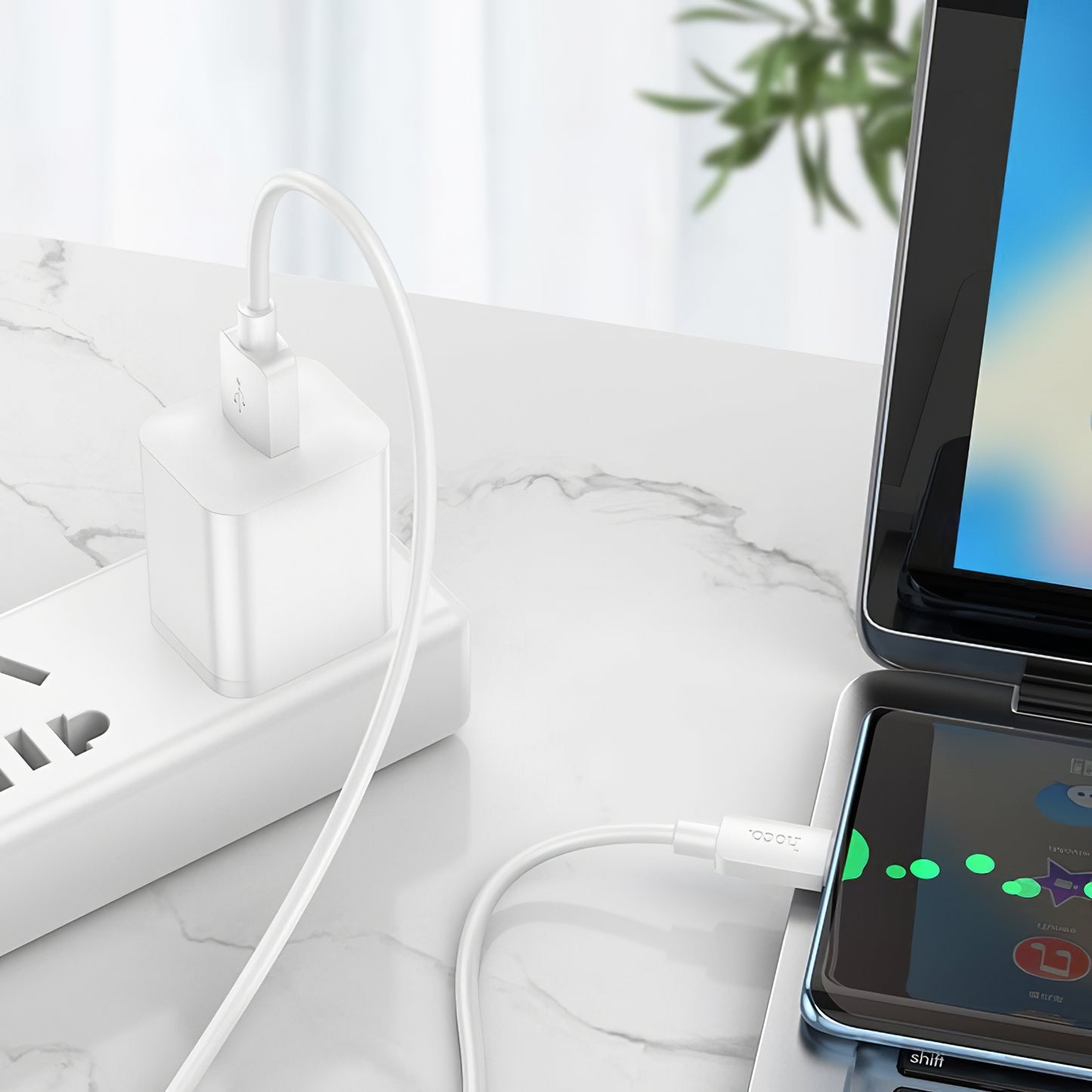 Kabel za prenos podatkov in polnjenje USB-A - USB-C HOCO X96, 27W, 1m, Bel