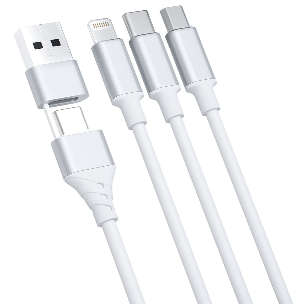 Kabel za polnjenje USB-A / USB-C - Lightning / microUSB / USB-C 3MK Hyper 3in1, 12W, 1.5m, Bel