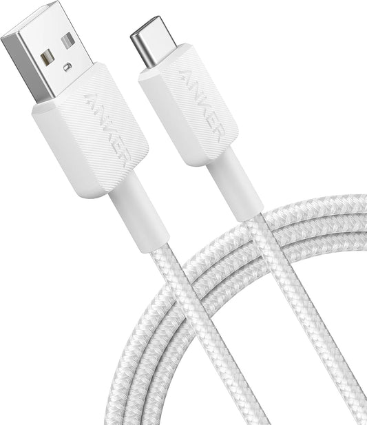 Kabel za prenos podatkov in polnjenje iz USB-A v USB-C Anker 322, 18 W, 0,9 m, bel A81H5G21