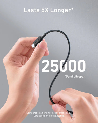 Podatkovni in polnilni kabel USB-C Anker 543, 100 W, 1,8 m, črn A80E2G11 