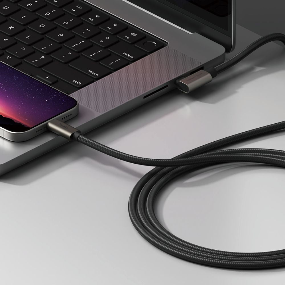 Kabel za podatke in polnjenje USB-C - USB-C Ringke 2X2 Angled, 240W, 1m, črn