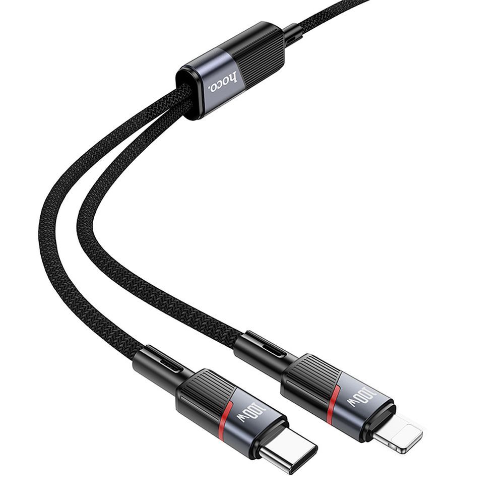Kabel za podatke in polnjenje USB-C - Lightning / USB-C HOCO U139 2v1, 100W, 1.2m, črn