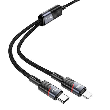 Kabel za podatke in polnjenje USB-C - Lightning / USB-C HOCO U139 2v1, 100W, 1.2m, črn