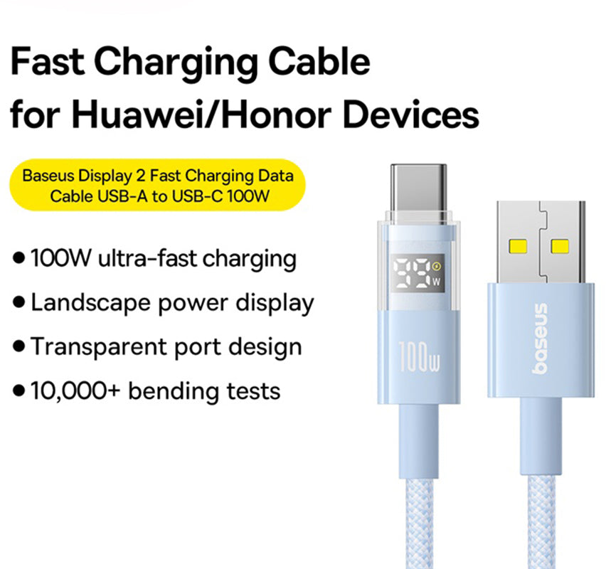 Kabel za podatke in polnjenje USB-A - USB-C Baseus Display 2, 100W, 2m, Modra P10382701311-01
