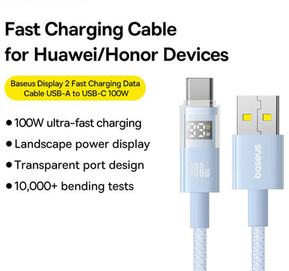 Kabel za podatke in polnjenje USB-A - USB-C Baseus Display 2, 100W, 2m, Modra P10382701311-01