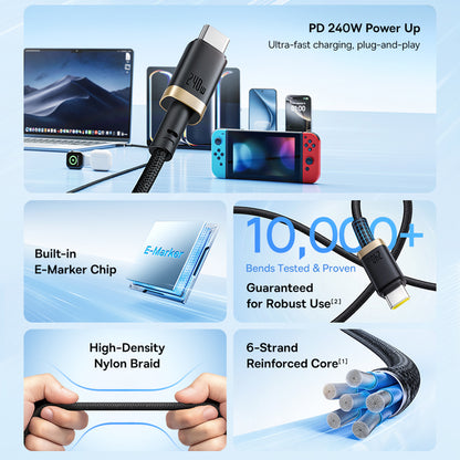 Kabel za podatke in polnjenje USB-C - USB-C Baseus Dura Series, 240W, 1m, Rdeč P10377803U03-01