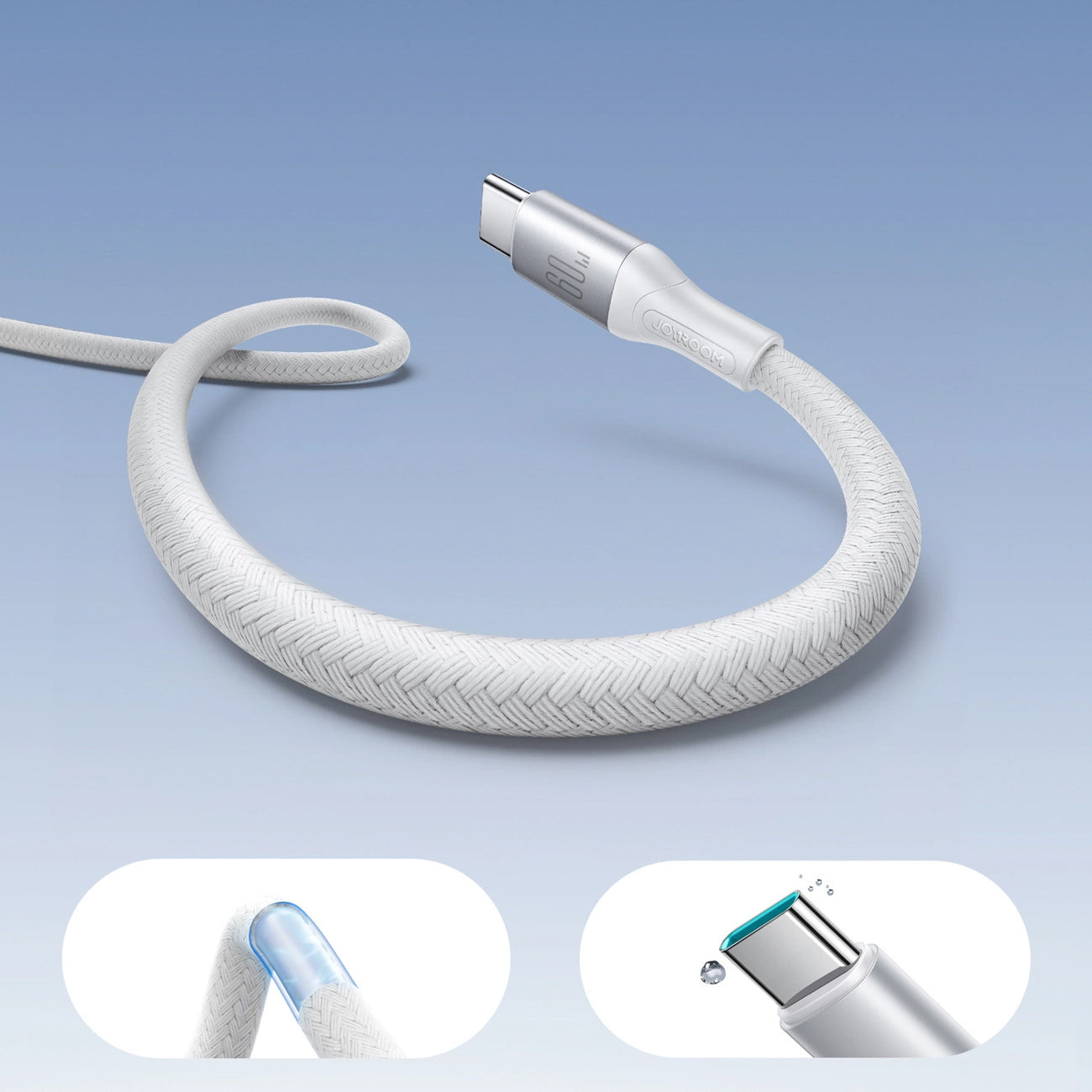 Kabel za podatke in polnjenje USB-C - USB-C Joyroom S-A28 Flash, 60W, 1m, Bel