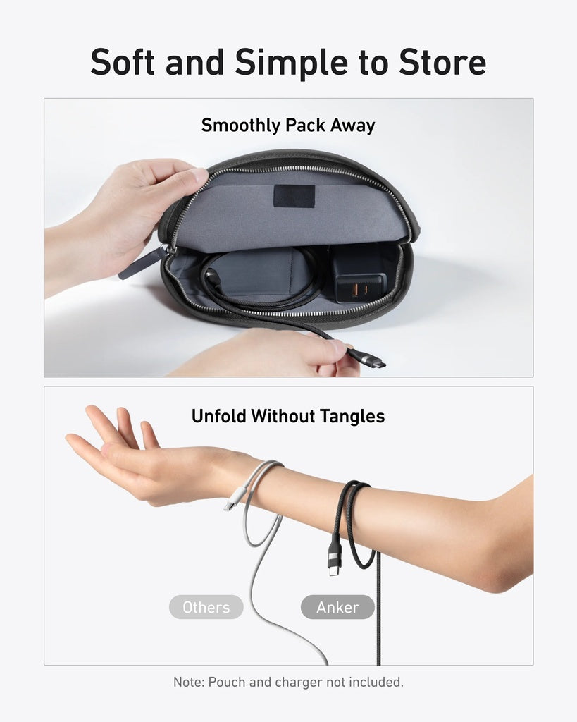 Kabel za prenos podatkov in polnjenje USB-C - USB-C Anker, 240W, 0.9m, Črn A82E2H11