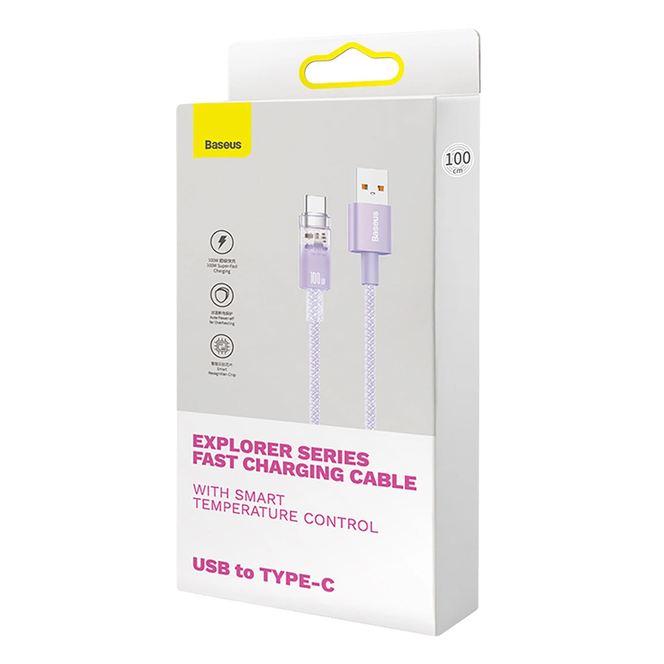 Kabel za podatke in polnjenje USB-A - USB-C Baseus Explorer, 100W, 1m, Vijolična CATS010405