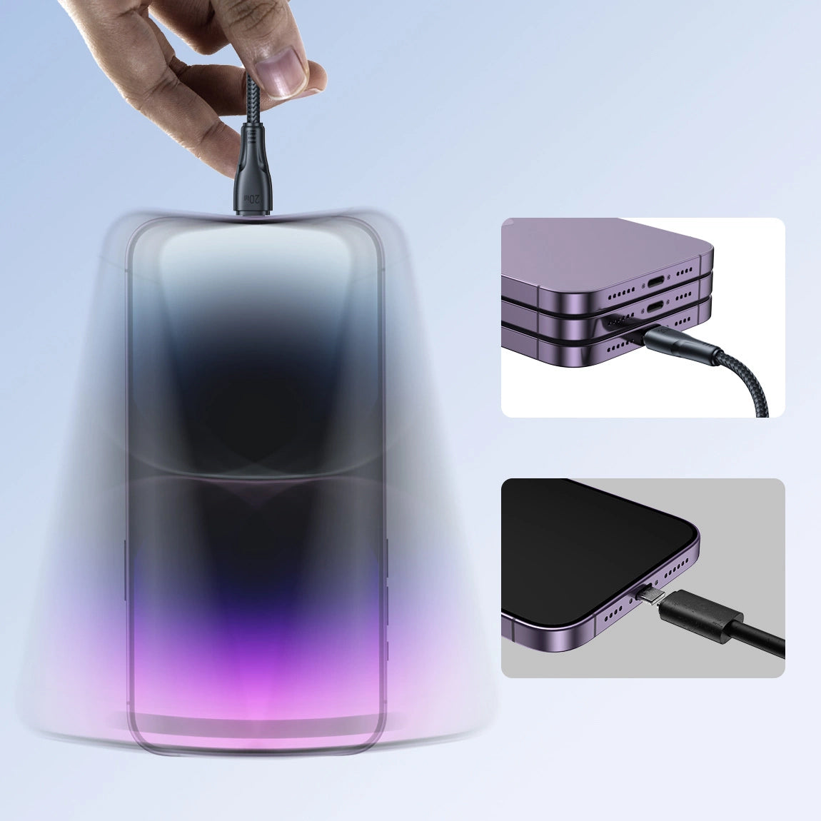 Kabel za prenos podatkov in polnjenje USB-C - Lightning Joyroom S-A11, 20W, 0.25m, črn