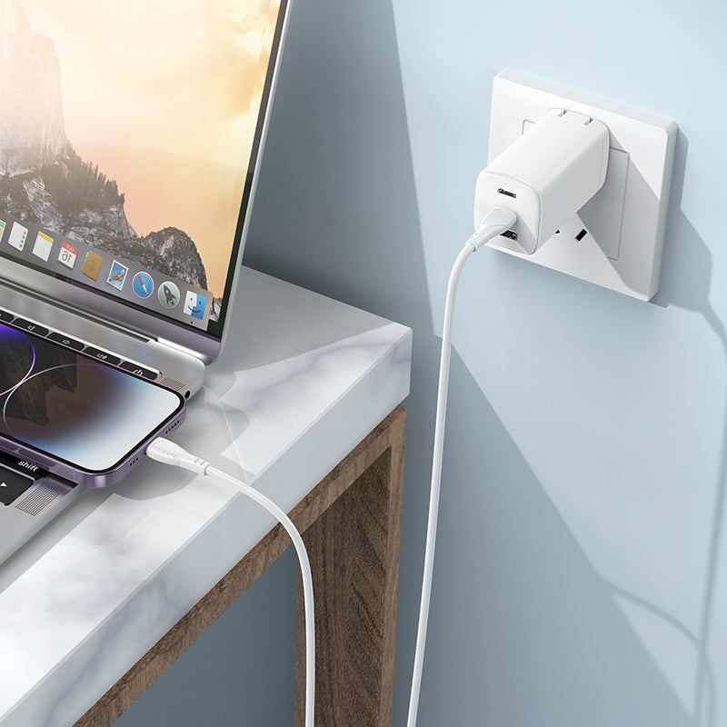 Podatkovni in polnilni kabel USB-C - Lightning Borofone BX121 Energy, 27W, 1m, Bel