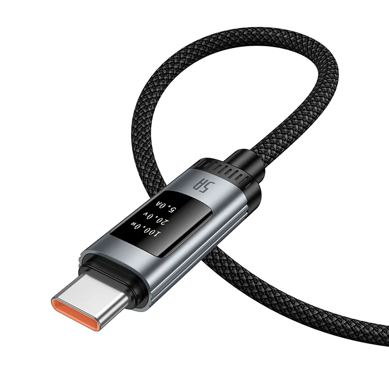 Kabel za podatke in polnjenje USB-A - USB-C HOCO Display U148, 100W, 1.2m, Črn