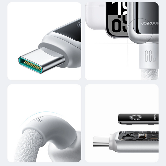 Kabel za podatke in polnjenje USB-A - USB-C Joyroom S-A55 StarFlight Display, 66W, 1.2m, Bel