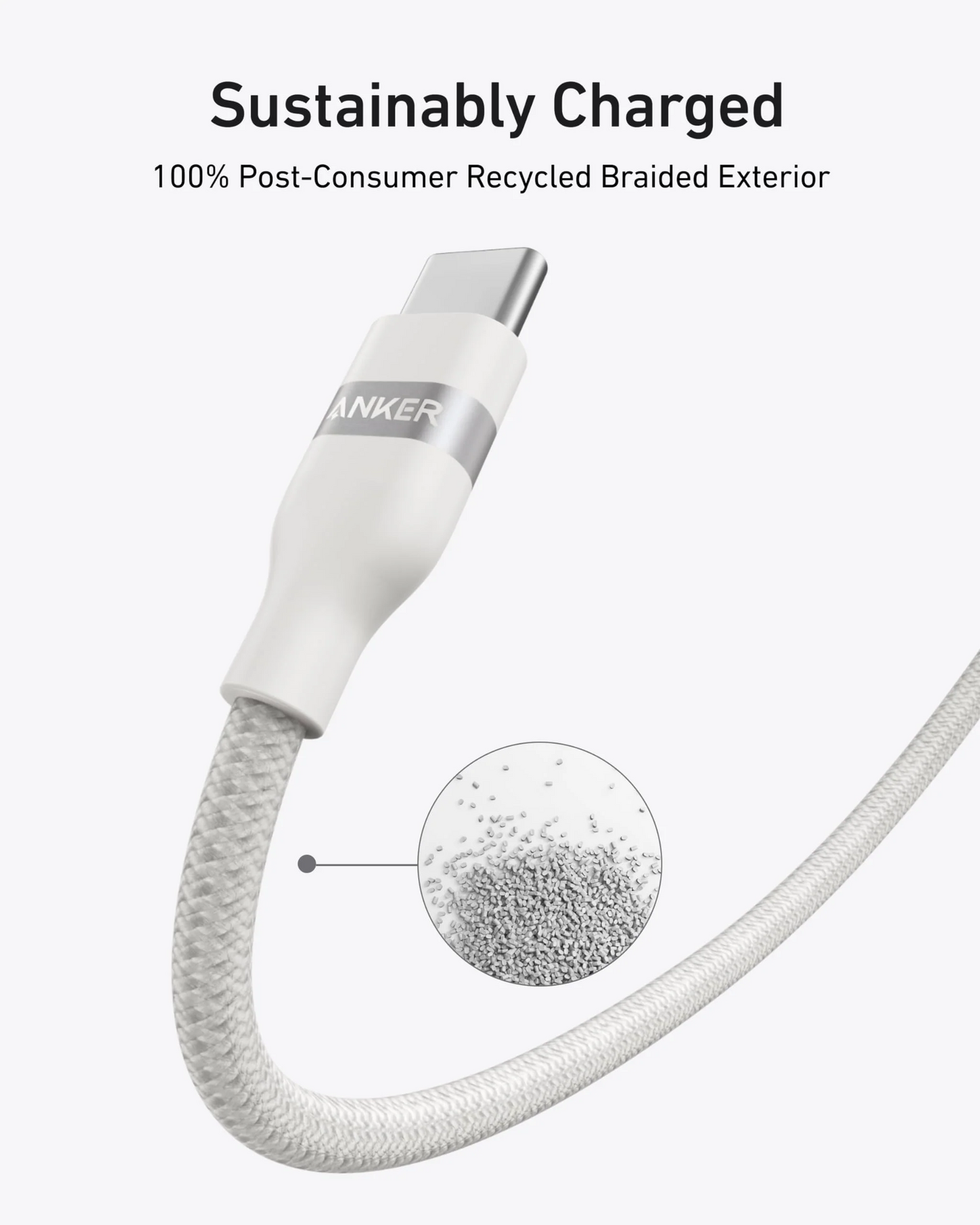Kabel za prenos podatkov in polnjenje USB-C - USB-C Anker, 240W, 1.8m, Bel A82E2H22