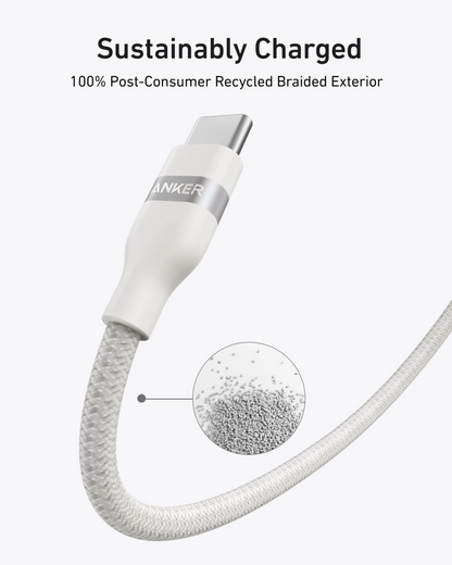 Kabel za prenos podatkov in polnjenje USB-C - USB-C Anker, 240W, 1.8m, Bel A82E2H22