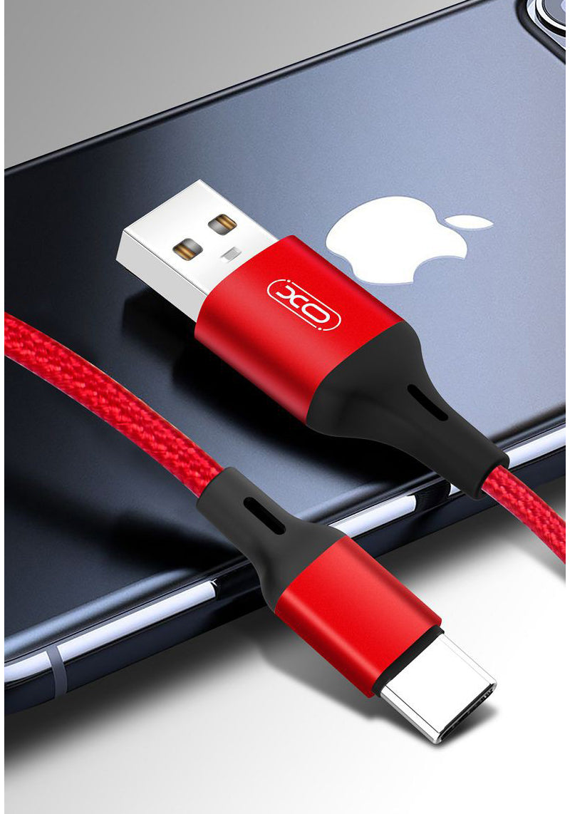 Podatkovni in polnilni kabel USB-A - USB-C XO Design NB143, 18W, 2m, Rdeč
