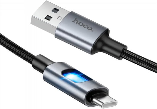 Kabel za podatke in polnjenje USB-A - USB-C HOCO U144 Led, 18W, 1.2m, črn