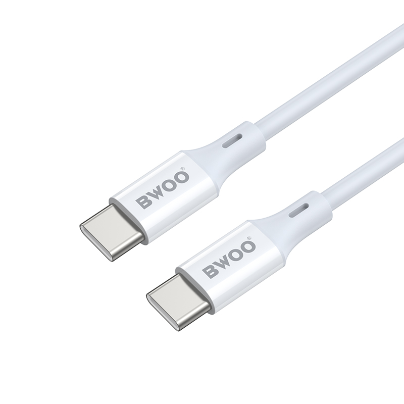USB-C podatkovni in polnilni kabel - USB-C BWOO BO-X283CC-2M, 60W, 2m, bel