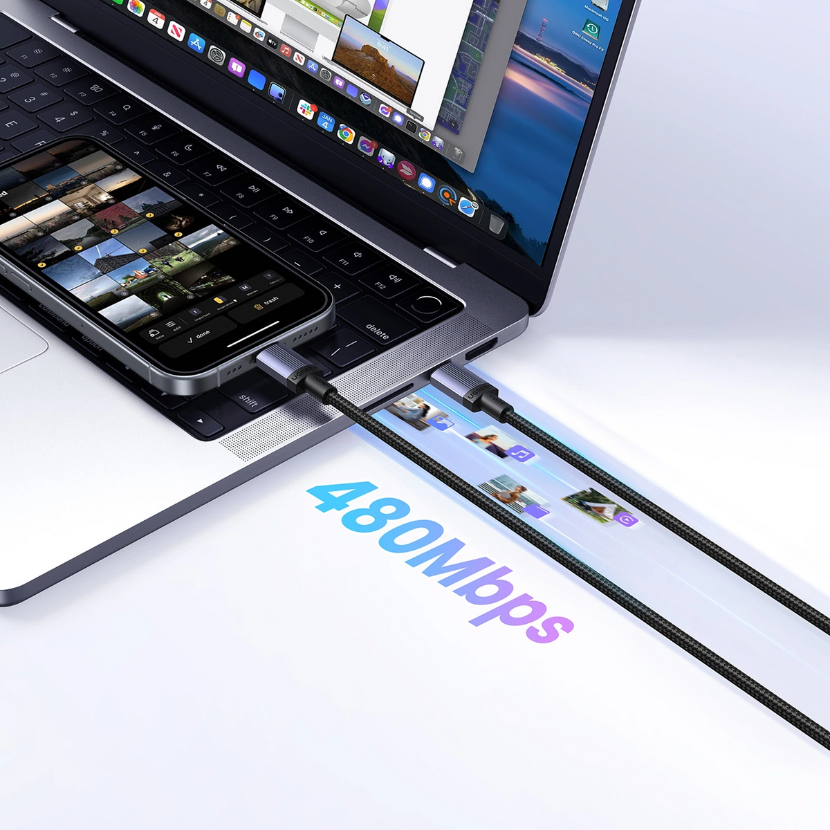 Podatkovni in polnilni kabel USB-C - USB-C UGREEN, 100W, 2m, črn