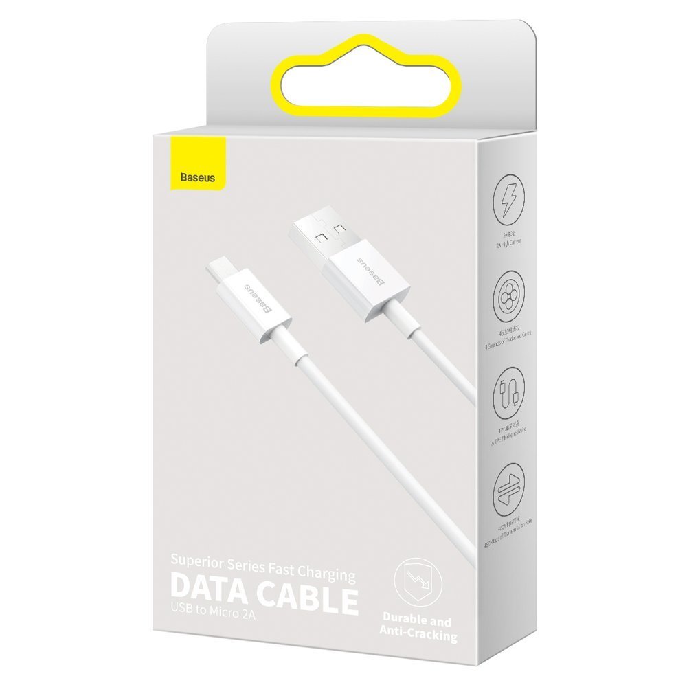 Kabel za podatke in polnjenje USB-A - microUSB Baseus Superior Series, 18W, 2m, Bel CAMYS-A02