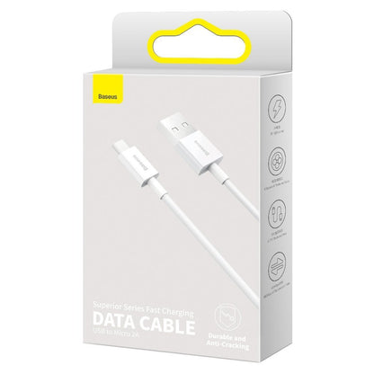 Kabel za podatke in polnjenje USB-A - microUSB Baseus Superior Series, 18W, 2m, Bel CAMYS-A02