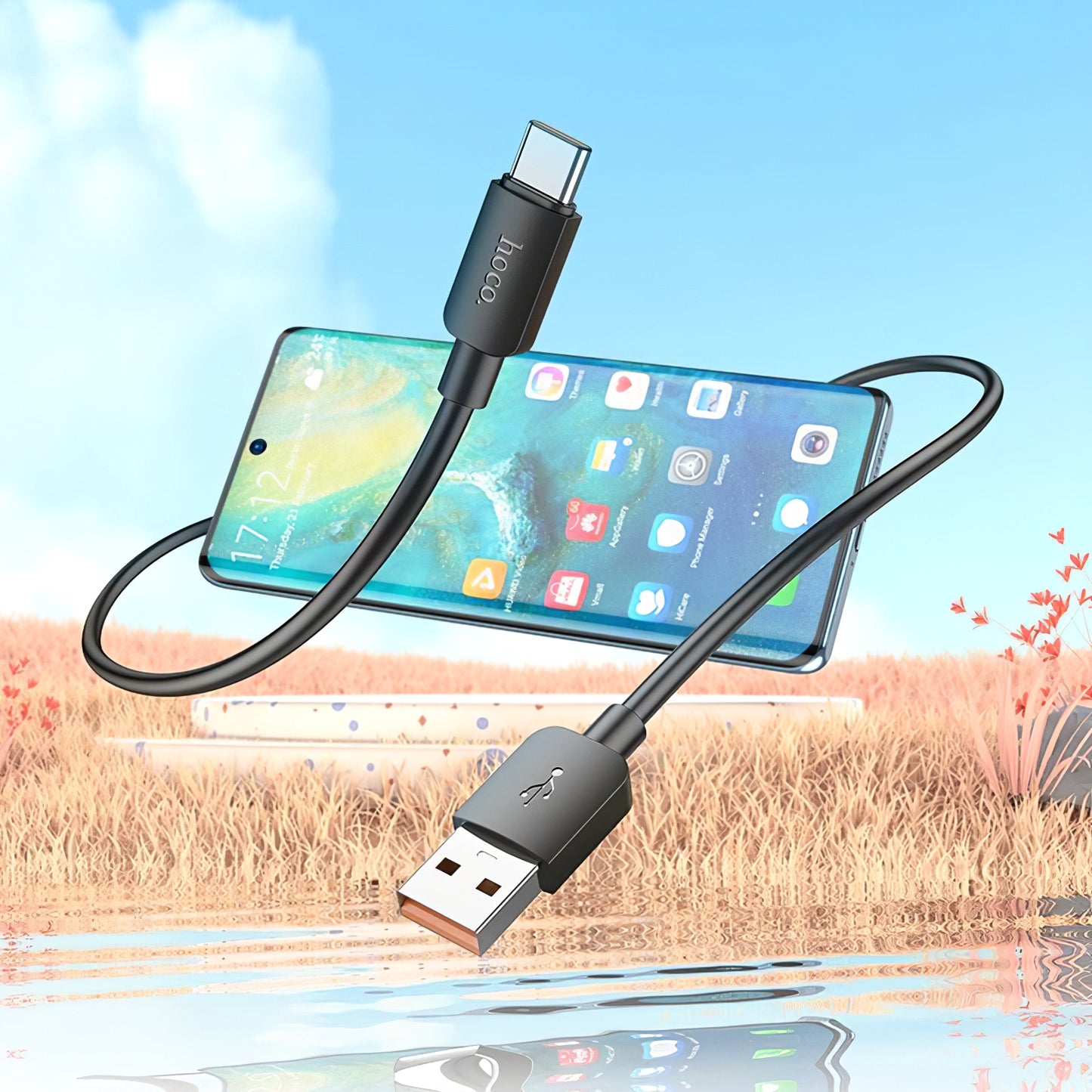 Podatkovni in polnilni kabel USB-A - USB-C HOCO X96, 100 W, 1 m, črn 