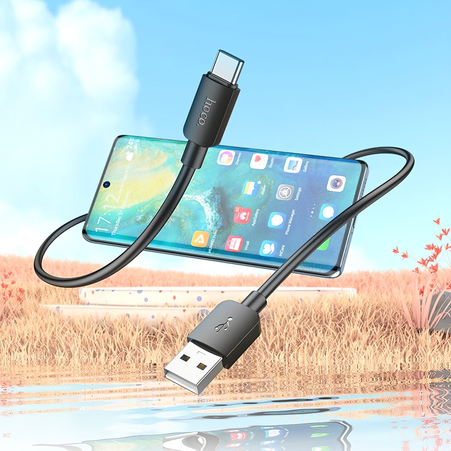 USB-A to USB-C Data and Charging Cable HOCO X96, 27W, 1m, Black