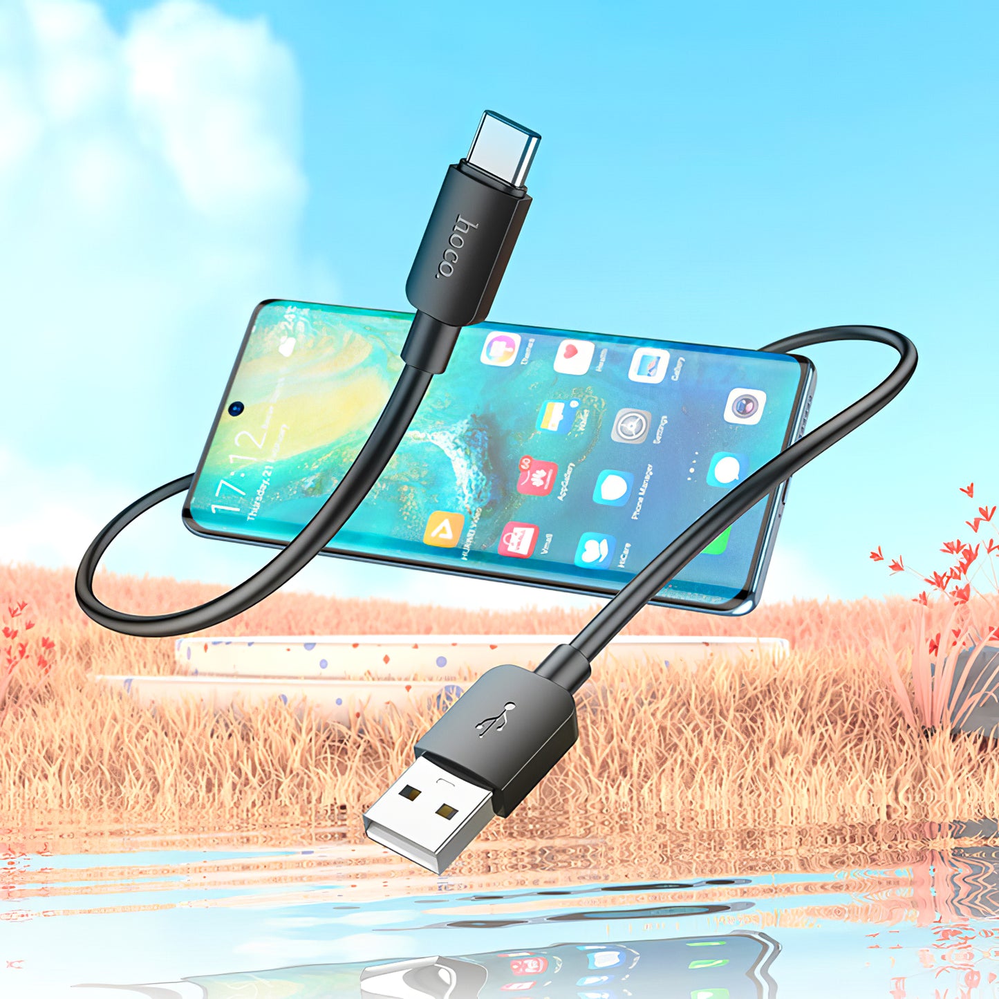 Kabel za prenos podatkov in polnjenje USB-A - USB-C HOCO X96, 27W, 0.25m, črn