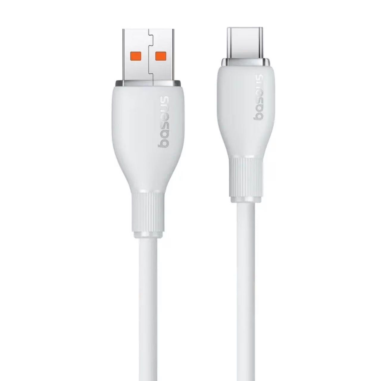 Podatkovni in polnilni kabel USB-A - USB-C Baseus Pudding, 100W, 1.2m, bel