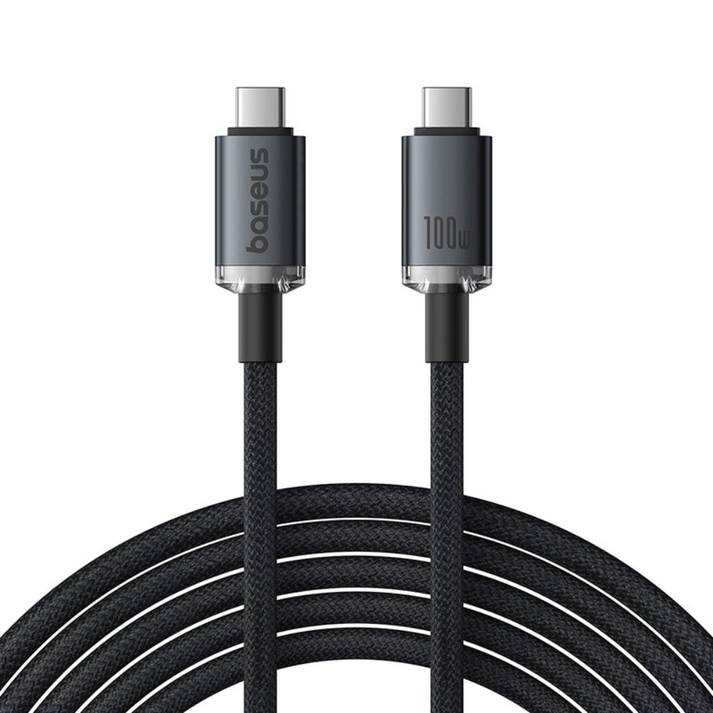 Cablu Date si Incarcare USB-C - USB-C Baseus Crystal Shine Series, 100W, 20Gbps, 1.5m, Negru P10318204111-00