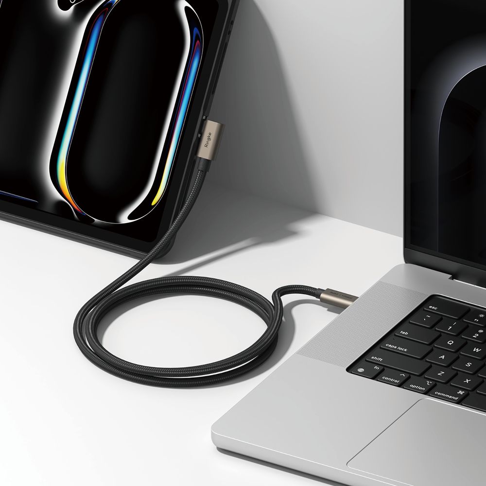 Kabel za podatke in polnjenje USB-C - USB-C Ringke 2X2 Angled, 240W, 1m, črn