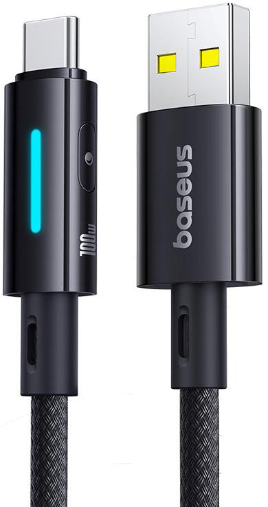 Kabel za podatke in polnjenje USB-A - USB-C Baseus Lit Button Control, 100W, 1m, črn P10379002121-00