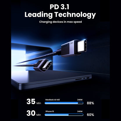 Kabel za prenos podatkov in polnjenje USB-C - USB-C UGREEN L513, 240W, 1m, črn
