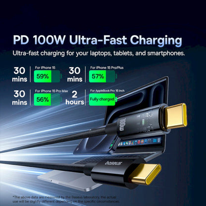 Kabel za prenos podatkov in polnjenje USB-C - USB-C Baseus Explorer, 100W, 1m, črn P10319703111-00