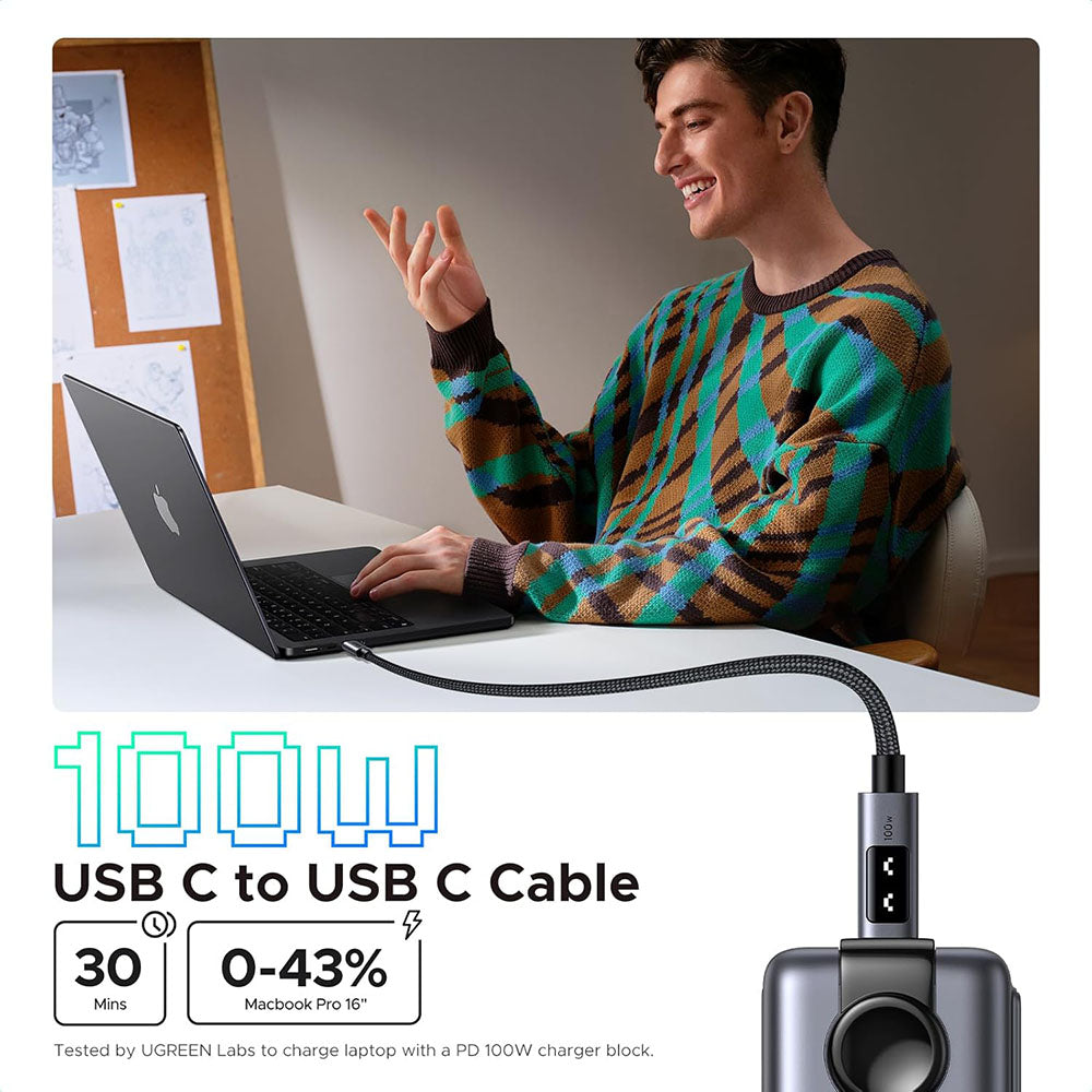 Kabel za podatke in polnjenje USB-C - USB-C UGREEN L509, 100W, 1m, Siv