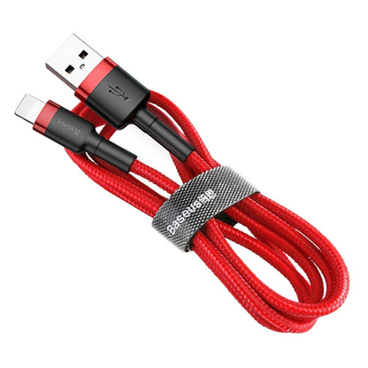 Podatkovni in polnilni kabel USB-A - Lightning Baseus Cafule, 18W, 2m, Rdeč CALKLF-C09