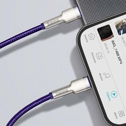 Kabel za podatke in polnjenje USB-C - Lightning Baseus Cafule Metal Series, 20W, 1m, Vijolična CATLJK-A05