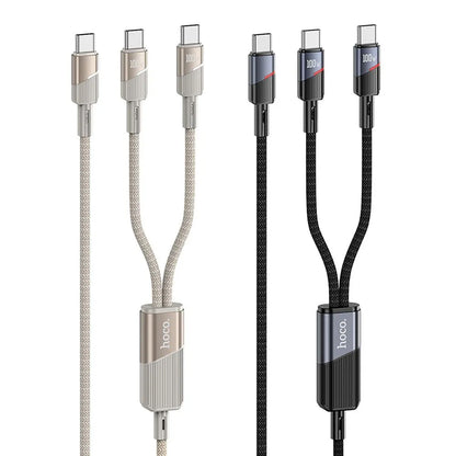USB-C Data and Charging Cable - 2 x USB-C HOCO U139 2in1, 100W, 1.2m, Gold