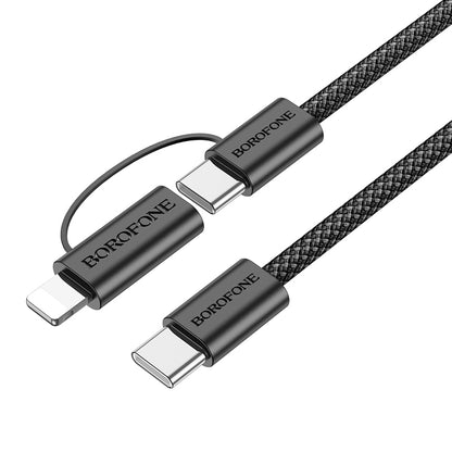 Kabel za podatke in polnjenje USB-C - Lightning / USB-C Borofone BX104 Primo 2v1, 60W, 1m, črn