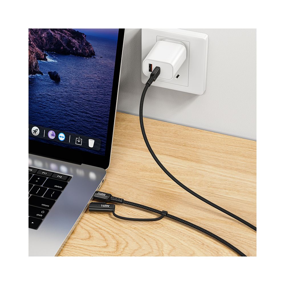 Polnilni kabel HOCO U142, USB-C - USB-C / MagSafe 3, 240W, 1.8m, črn
