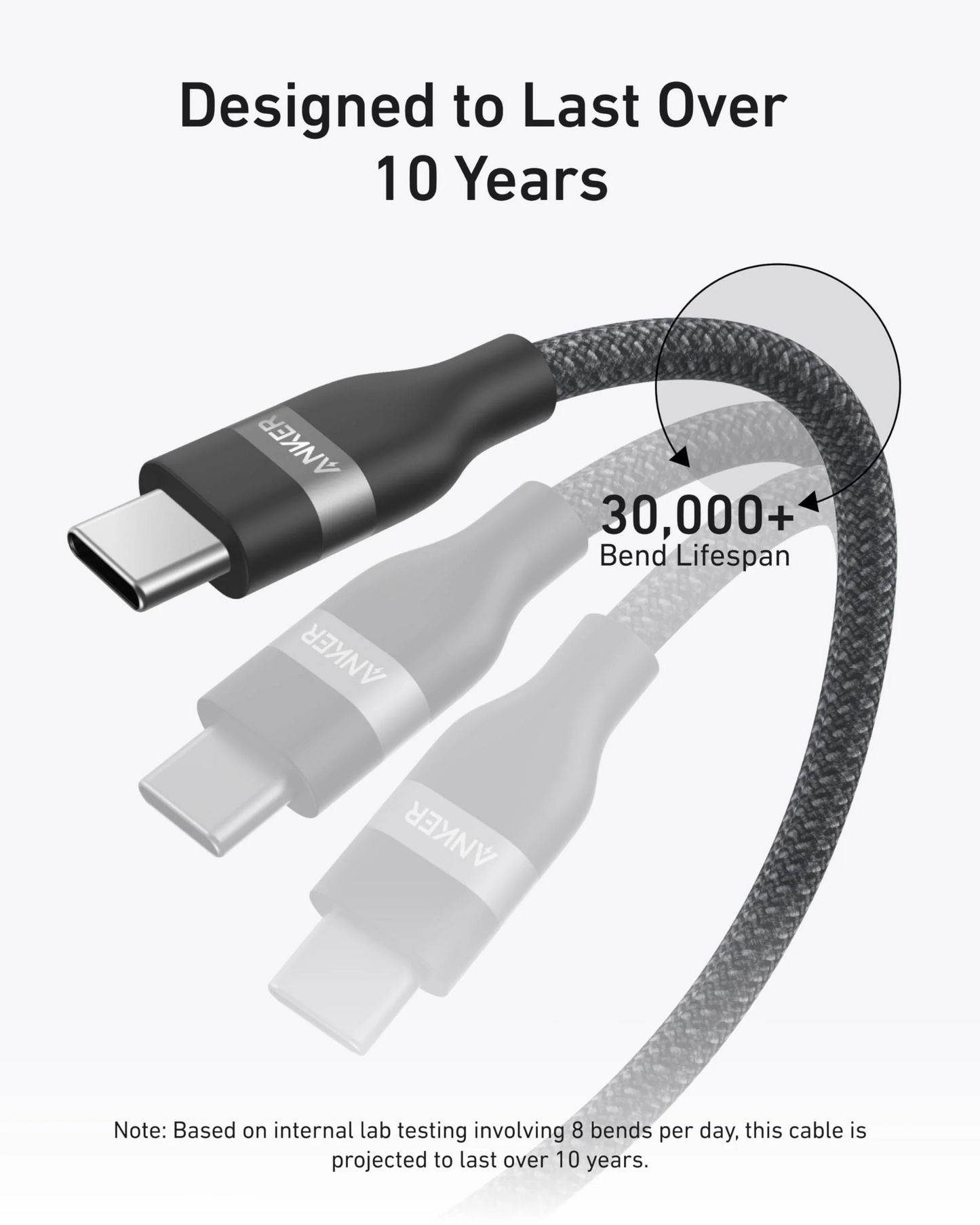 Kabel za prenos podatkov in polnjenje USB-C - USB-C Anker, 240W, 1.8m, Črn A82E2H12