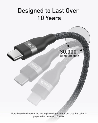 Kabel za prenos podatkov in polnjenje USB-C - USB-C Anker, 240W, 1.8m, Črn A82E2H12
