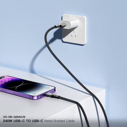 Kabel za podatke in polnjenje USB-C - USB-C XO Design NB-Q264B, 240W, 2m, črn