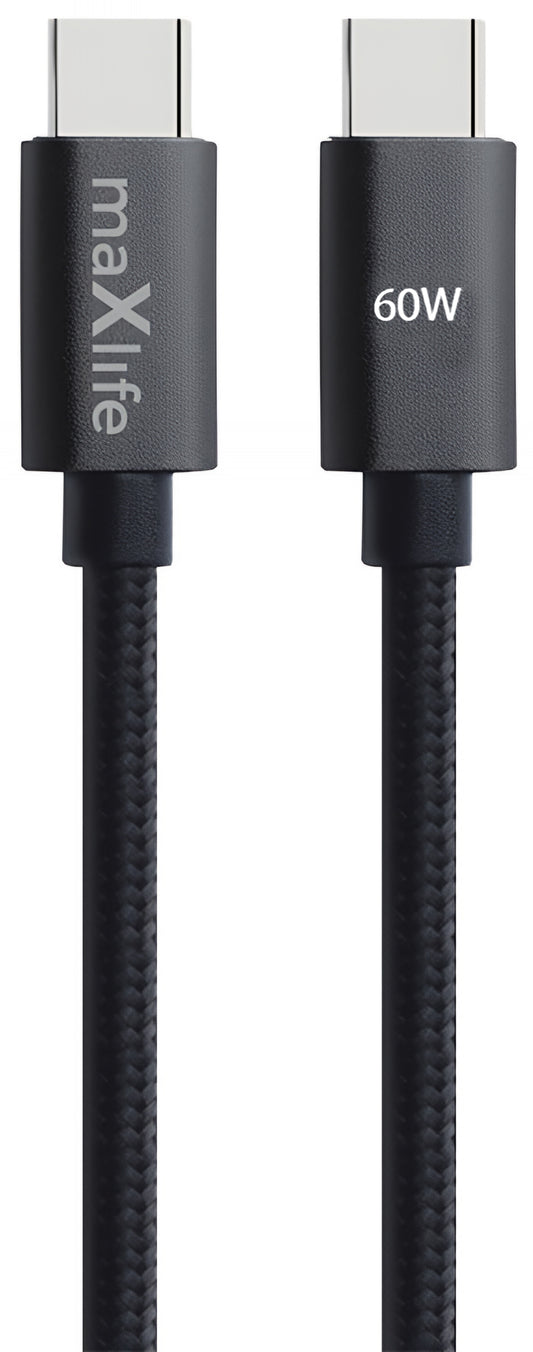 Kabel za podatke in polnjenje USB-C - USB-C MaXlife MXUC-12, 60W, 2m, črn