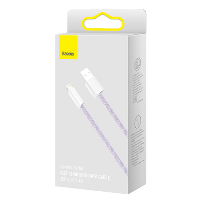 Podatkovni in polnilni kabel USB-A - Lightning Baseus Dynamic Series, 18W, 2m, vijoličen CALD000505